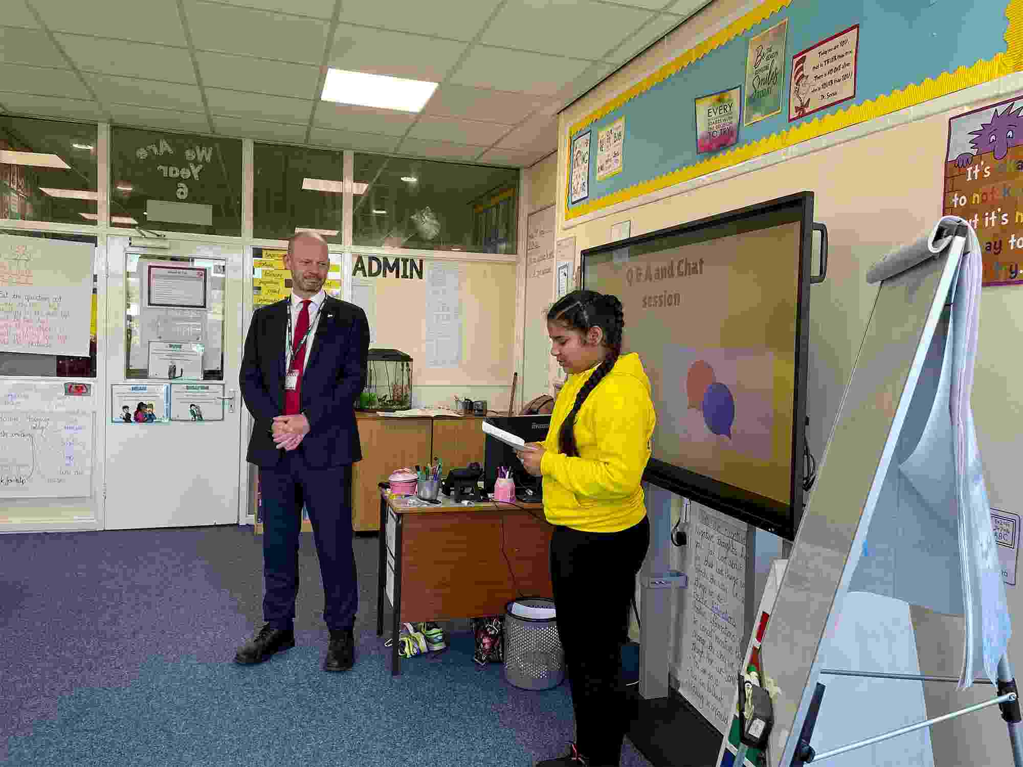 A student from Percy Main Primary School delivers a vote of thanks to the honourable North of Tyne Mayor, Jamie Driscoll