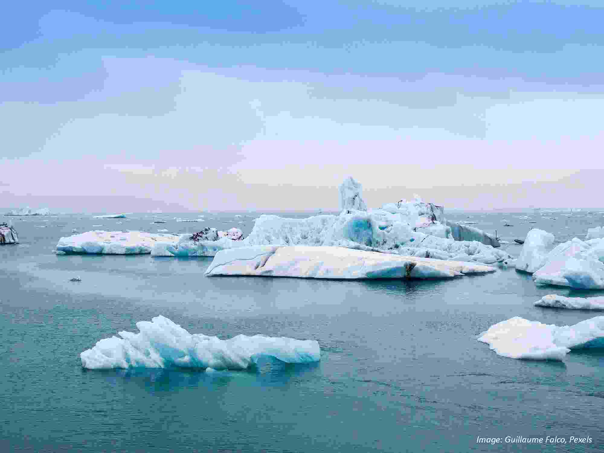 Icebergs on body of water