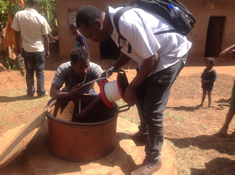 measuring shallow groundwater levels in Southern Ethiopia (Bolosso Bombe district)